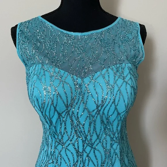 Hot Contact Teal Sparkle Formal Cocktail Dress - Picture 1 of 5